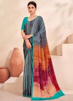 Crepe Soft Silk Multi Colour Casual Wear Printed Saree